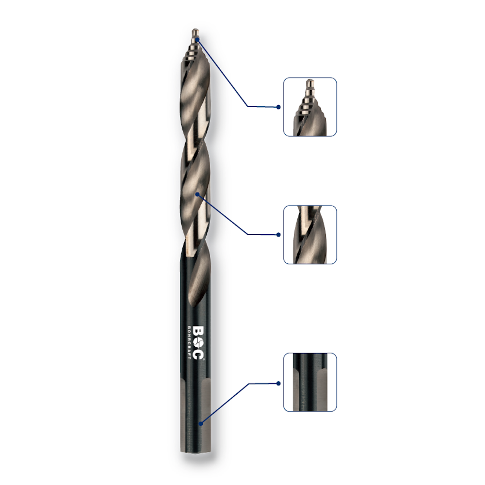 BOHRCRAFT 5-tlg. Spiralbohrer-Satz TURBO STEP INOX