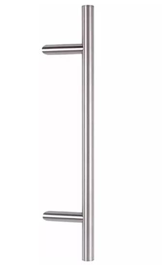Hermat Edelstahl Haustürbeschlag 1000mm komplett / Stossgriff Klinke Rosette