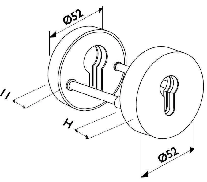 Hermat Edelstahl Haustürbeschlag 1000mm komplett / Stossgriff Klinke Rosette