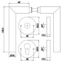 ZT - Drückergarnitur 1802 BASIC 02 mit Rosetten 2036 K Ausf.: PZ mit Rückholfeder Oberfl. 60 (Edelstahl matt)