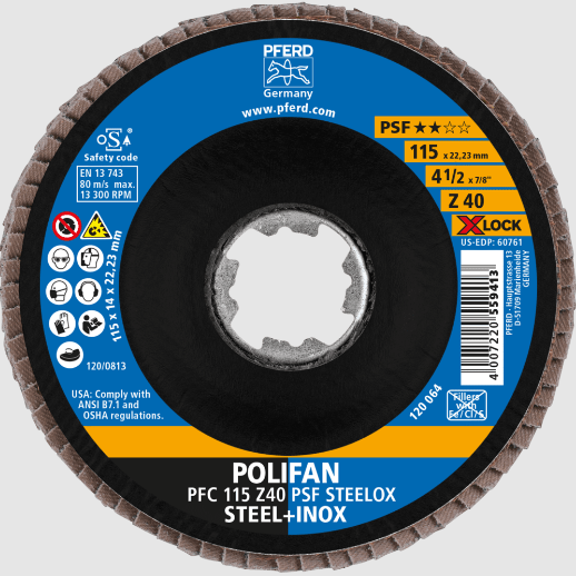 TESTPhT - PFERD POLIFAN Fächerscheibe PFC | PSF STEELOX X-LOCK | Pack = 10 Stück