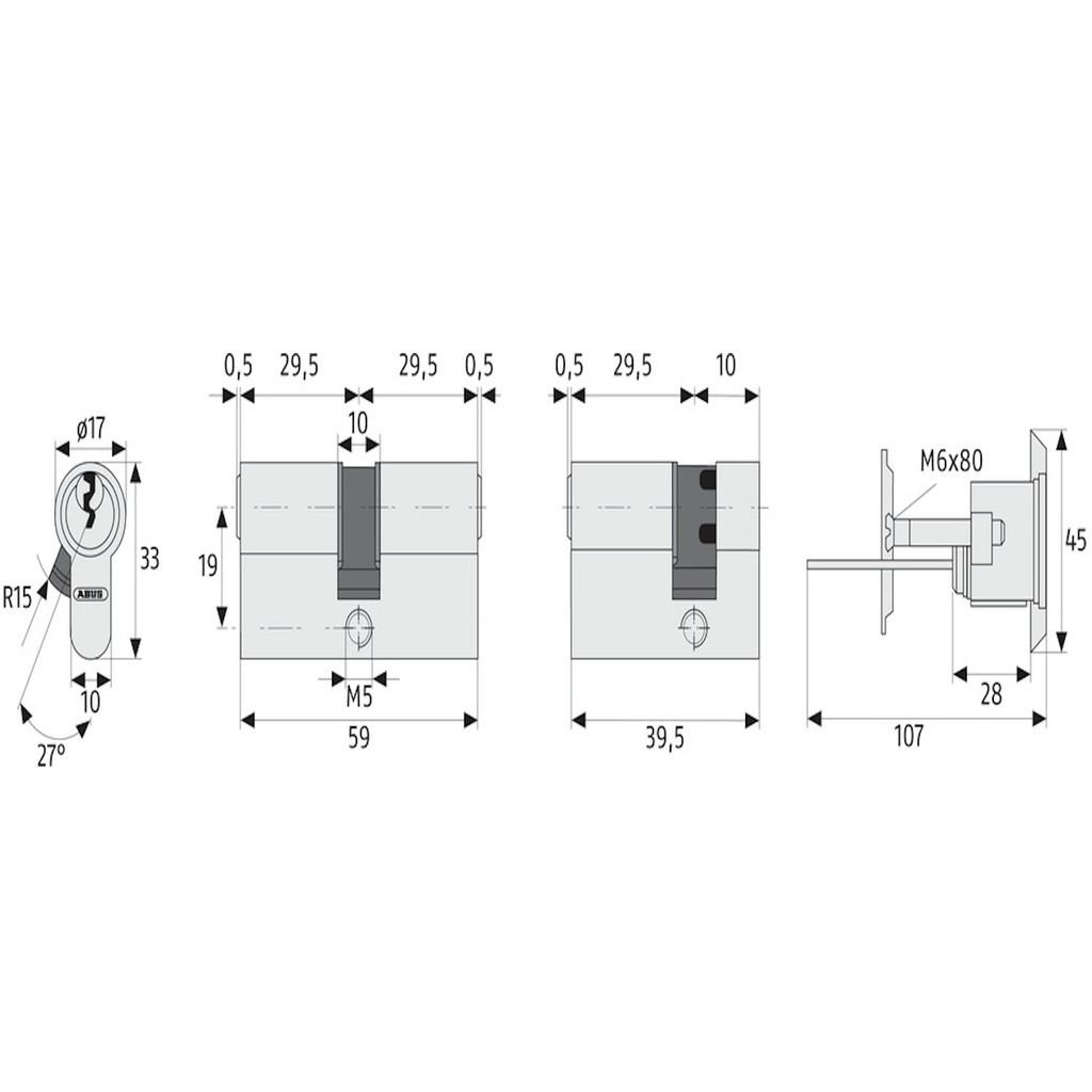 ABUS Profilzylinder C73N SB | inkl. 5 Schlüssel | mit Not- und Gefahrenfunktion