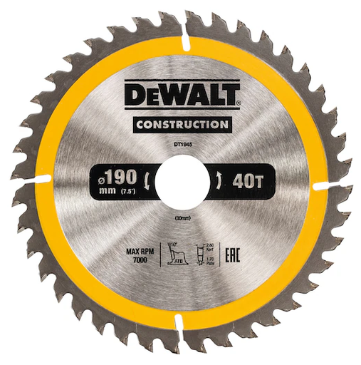 [72403DT1945] DeWalt Kreissägeblatt | 190/30 mm | 40 WZ